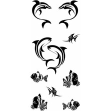 Trendonline Tribal Yunus Balığı Geçici Vücut Dövmesi