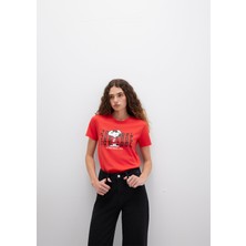 Mavi Snoopy Baskılı Kırmızı Tişört 1613670-83870