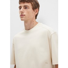 Mavi Bisiklet Yaka MVJNS Nakışlı Ekru Basic Tişört 0612909-70065