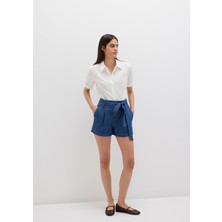 Mavi Kemer Detaylı Denim Şort 1410214-86971
