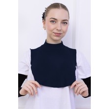 Balıkçı Yaka Boyunluk Lacivert - Dik Yakalı Kadın Tesettür Penye Yarım Body Hijab Namaz Boyunluğu
