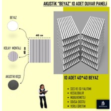 10 Adet 40X40 Beyaz Renk 3D Akustik Ahşap Duvar Paneli