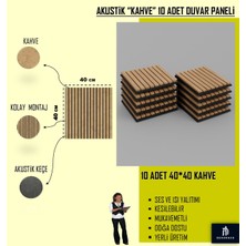 10 Adet 40X40 Kahve Renk 3D Akustik Ahşap Duvar Paneli