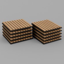 10 Adet 40X40 Kahve Renk 3D Akustik Ahşap Duvar Paneli