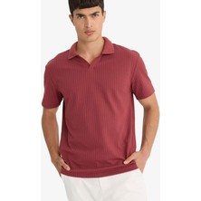 DeFacto Regular Fit Polo Yaka Waffle Dokulu Kumaş Kısa Kollu Tişört F0315AX25AU