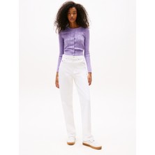 Tommy Jeans Yüksek Bel Düz Paça Slim Straight Beyaz Kadın Denim Pantolon DW0DW204811D0