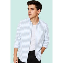 Erkek Çizgili Oxford Gömlek Rahatlık ve Şıklık Bir Arada Günlük Kullanım Dayanıklı Malzeme