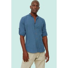 Erkek Basic Slim Fit Hakim Yaka Pamuklu Günlük Gömlek Hafta Sonu Yaz Aylarının Vazgeçilmezi