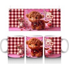 Sevgililer Günü Temalı Minik Buzağı - Baskılı Kahve Kupası