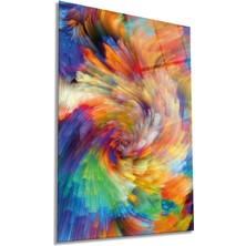 Rengarenk Soyut Desen Dikey Cam Tablo, Ev ve Ofis Duvar Dekoru, Lüks Hediyelik, Kırılmaz Çizilmez