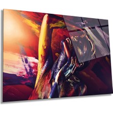 Sanatsal Kadın Yatay Cam Tablo, Modern, Ev ve Ofis Duvar Dekoru, Lüks Hediyelik