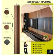 40X240 Ceviz Renk 3D Akustik Ahşap Duvar Paneli