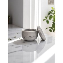 Küçük Kapaklı Beton Saklama Kabı & Mumluk Dekoratif Çok Amaçlı Kutu