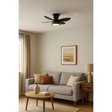 Vanti 30W 28" Inç 5 Kanatlı Siyah 3 Renk Kumandalı Ledli Dekoratif Tavan Vantilatörü KCF303
