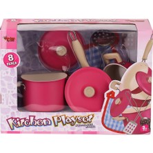 Vardem Oyuncak 8 Parça Pembe Emaye Tencere Tava Seti