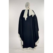 Düğme Detaylı Pelerin 70024 Siyah-Ekru