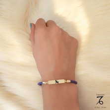 14 Ayar Plakalı Altın Oğlak Burçlarına Doğal Mor Derili Dikdörtgen Motifli Hediye BILEKLIK-412BURÇ