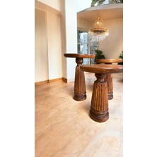 Simillo Home & Living Açık Ceviz Renkli 3’lü Mantar Sehpa Seti – Dekoratif Ahşap Yan Sehpalar