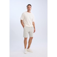 DeFacto Regular Fit Beli Bağcıklı Dokulu Bermuda Şort D9451AX25SP