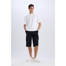 DeFacto Slim Fit Dar Kesim Kargo Cepli Basic Düz Kapri Şort T4693AZ25SM