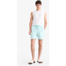 DeFacto Regular Fit Desenli File Astarlı Kısa Boy Deniz Şortu E0977AX25HS