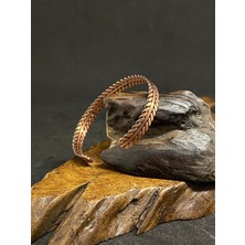 %100 Saf Bakır 2 Yaprak Desenli Bakır Bileklik El Işi Bakır Bileklik Unisex Bakır Kelepçe