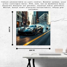 Otomobil Temalı Cadde Yarışı Çerçevesiz Pvc Tablo 40X40 cm