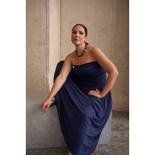 Rush Straplez Maxi Elbise Lacivert