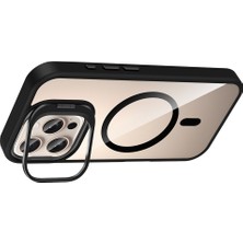 Apple iPhone 16 Pro Kılıf Standlı ve Kamera Lens Hediyeli M-Safe Şarj Özellikli Etro Kapak