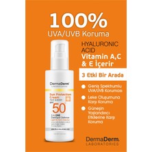Dermaderm 3 Adet Spf 50+ Güneş Koruma Vitaminli Yüz ve Vücut Güneş Kremi 3 x 100ML ve 1 Adet Yüksek Koruma Leke Karşıtı Güneş Kremi