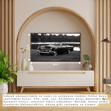 Otomobil Temalı Göl ve Doğa Içinde Siyah Klasik Çerçevesiz Pvc Tablo 60X34 cm