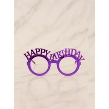 Parti Adresi Happy Birthday Gözlük Doğum Günü Parti Aksesuarı Mor