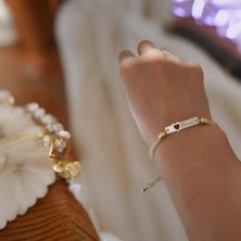 14 Ayar Altın Plakalı Hande Ismine Özel Hasır Kordonlu Kalp Figürlü Hediye BILEKLIK-414ISIM