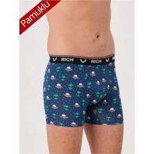 Erkek Kutulu Pamuklu Esnek Kumaş Likralı Boxer