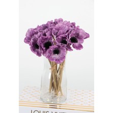 Yapay Çiçek Lüx Islak 6lı Anemon Demeti 25 cm Mor