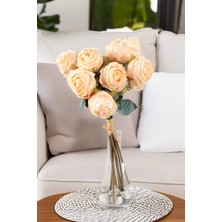 Yapay Lux 8li Kuru Model Gül Buketi 40 cm Somon