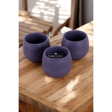 Mini Kaktüs Sukulent Saksısı 3lü Set Koyu Mor Elvan Model 9 cm