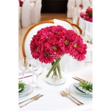 Yapay Çiçek 6lı Kaliteli Saçaklı Iri Gerbera Buketi Fuşya