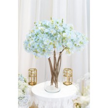 Lüx Garnitürlü Yasemin Çiçeği Buketi 4 Dallı 40 cm Mavi