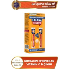 Asfstore Nutraxin Vitamin C D Zinc 15 Efervesan Tablet - Ikili Kofre