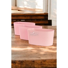 Bahçe Balkon Saksısı 3lü Set Sümela Model Pembe 15 cm 4.7 Litre
