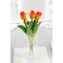 Gerçek Dokulu Lüx 5 Dallı Tulipa Lale Buketi Turuncu
