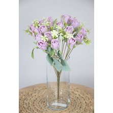 Yapay Çiçek 18LI Garnitürlü Tomur Gül Buketi Lila