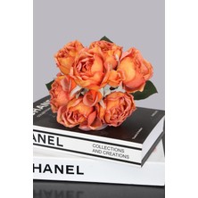 Yapay Lux 10LU Kuru Model Tomurcuklu Gül Buketi 30 cm Turuncu