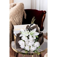 Sevgiliye Özel Solmayan Gül Buketi Aşkın Beyaz Hali