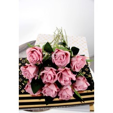 Yapay 10LU Kadife Gül Dalı 50 cm Pembe
