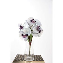Yapay 7 Dallı Islak Dokulu Orkide Demeti 40 cm Gri Mor