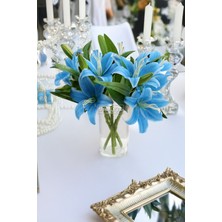 Yapay Çiçek Lüx 2li Dal Islak Zambak 40 cm Mavi