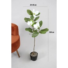 Yapay Çiçekli Manolya Ağacı 100 cm Beyaz