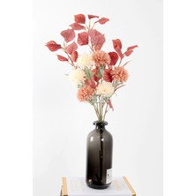 Yapay Çiçek Kartopu Pastel Dal Aranjmanı Kahve Tonlar 70 cm